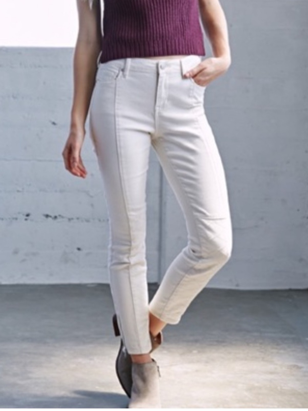 KENDALL + KYLIE High-Rise Cream Ankle Skinny Cream Jeans 25